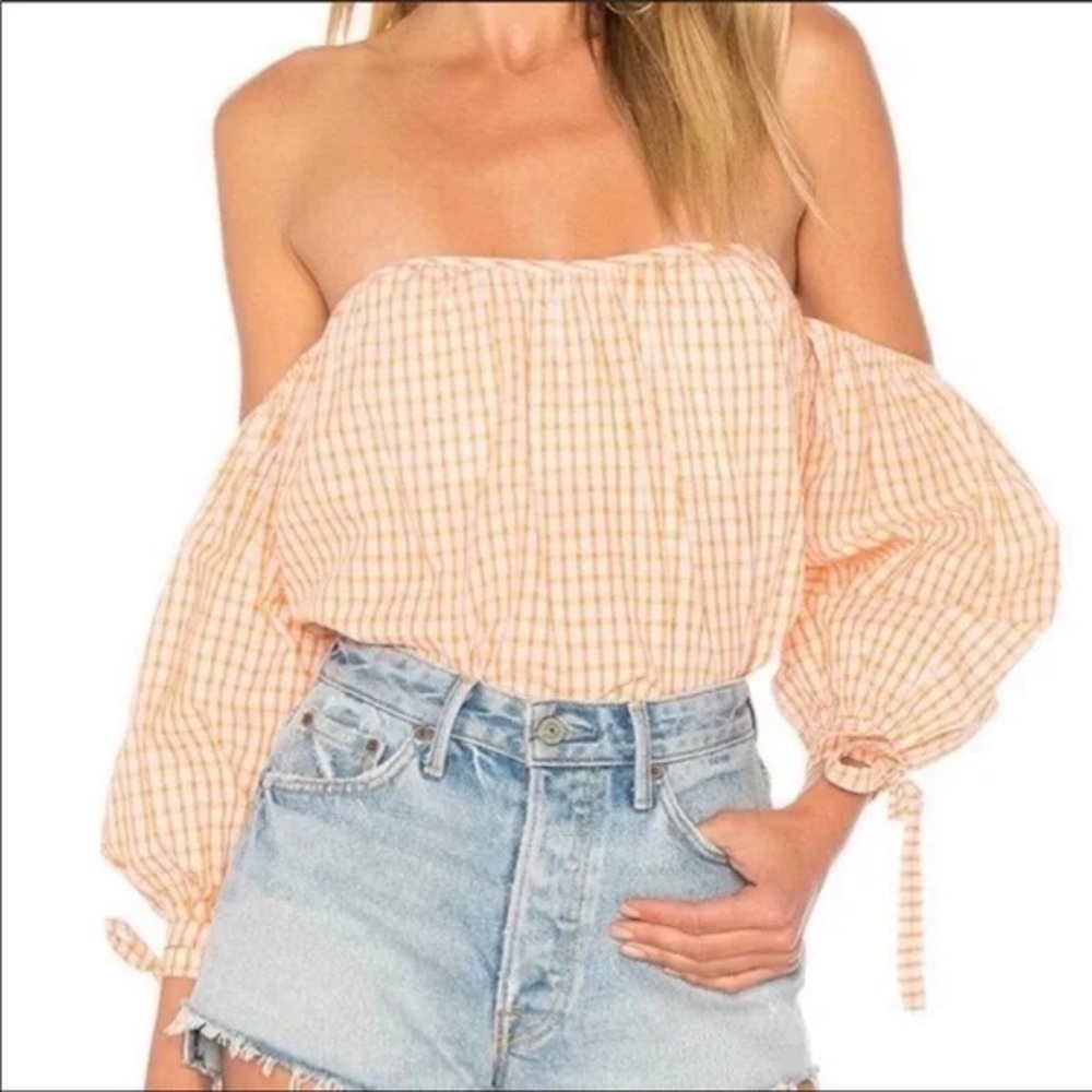5 FOR $75 🩷 REVOLVE Tularosa Gingham Off Shoulder Top